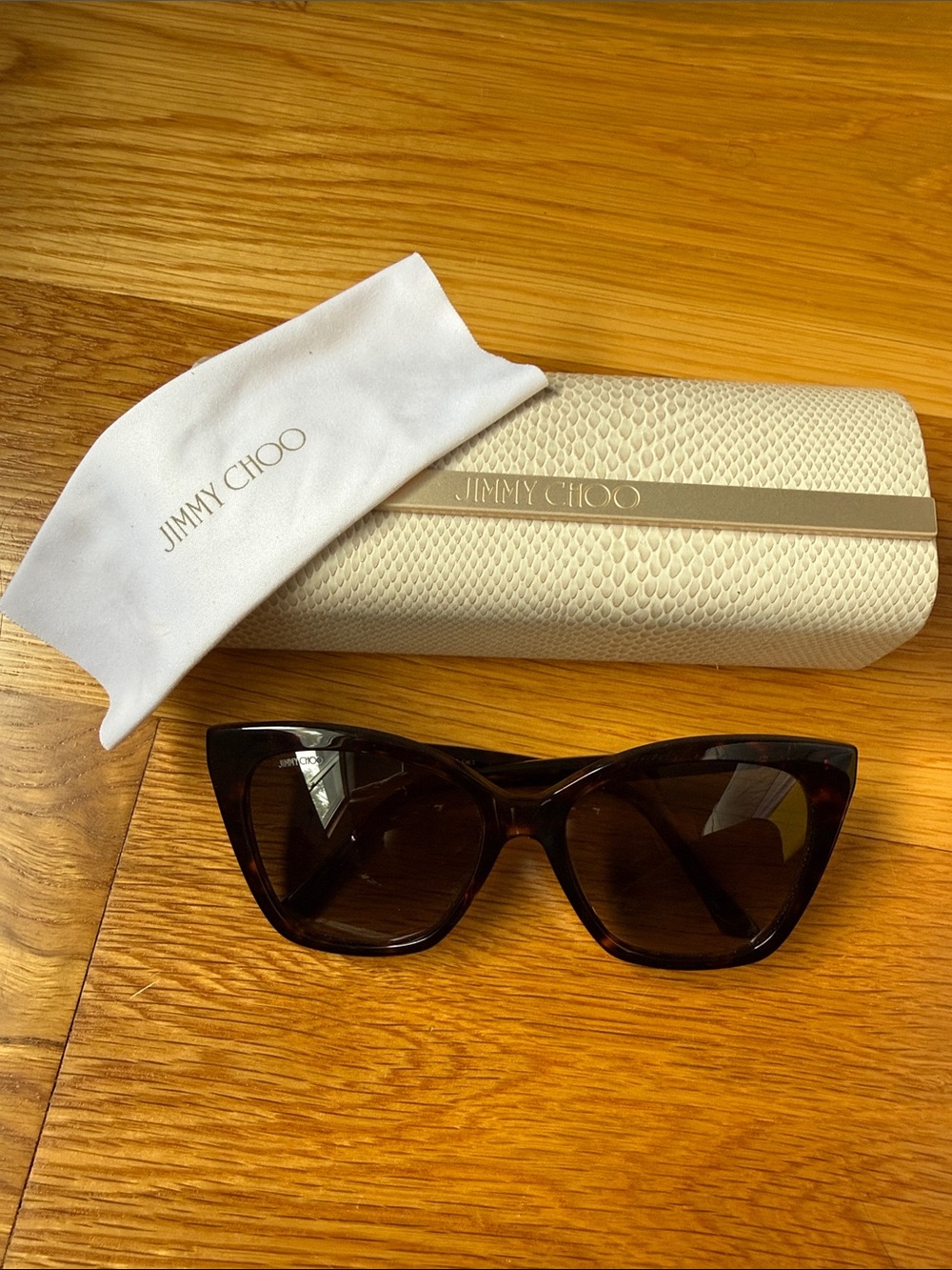 Jimmy Choo Tortoiseshell Cat-Eye Sunglasses with Brown Lenses